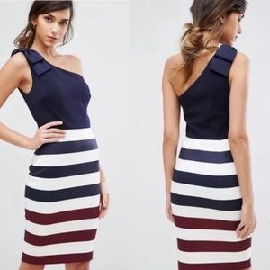 Ted Baker Rowing Stripe One Shoulder Dress